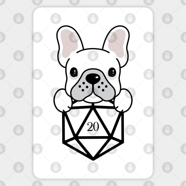 Frenchie D20 Dice for French Bulldog Owners Sticker by pixeptional